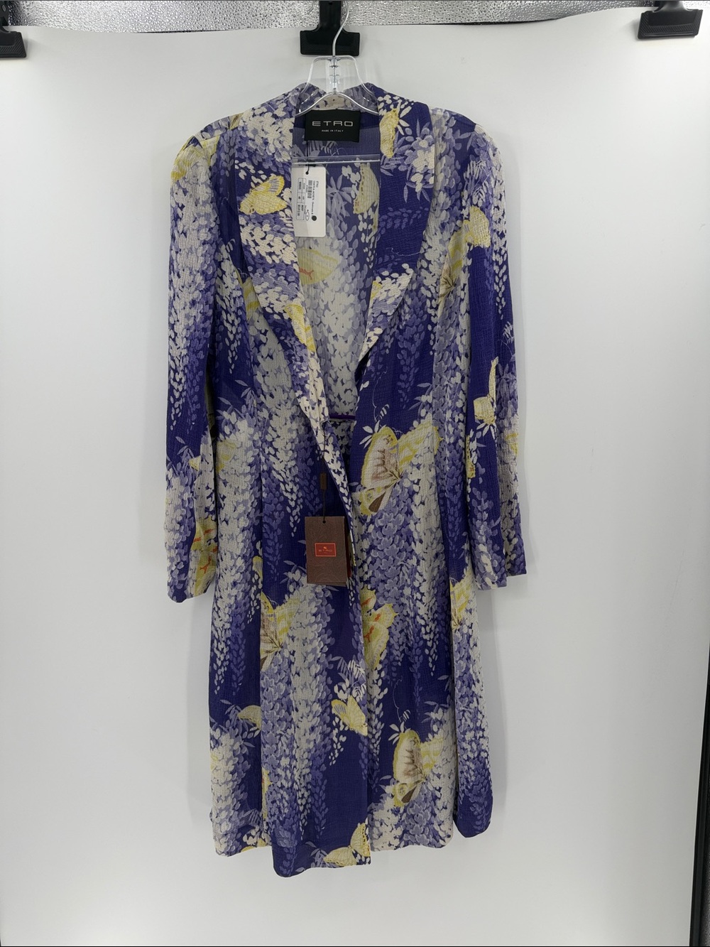 ETRO Women's 100% Silk Duster Length Butterfly Cardigan - Purple Multi - S - NWT